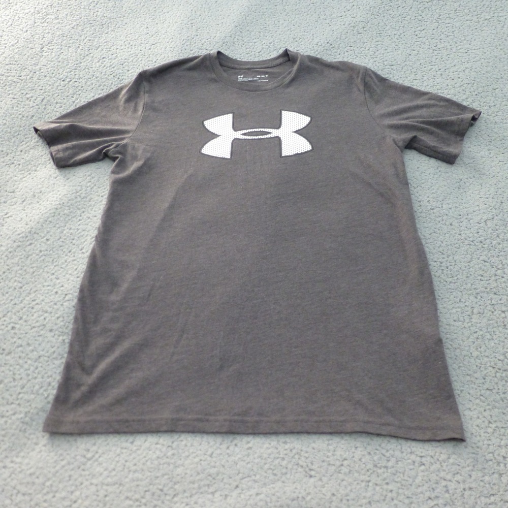 Under Armour T Shirt Mens Medium Heatgear Gray Loose Fit Crew Neck Short Sleeve